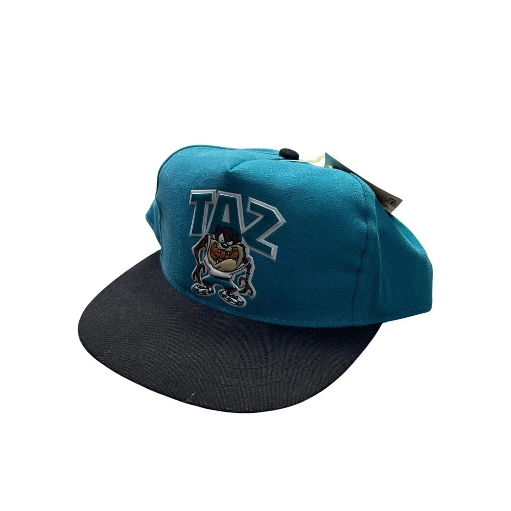 Vintage‎ Looney Tunes Taz Snapback Hat Teal Black Deadstock Warner Bros 90s